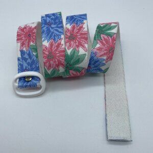 White Pink Blue Belt Women's Size M End to End 34.5"